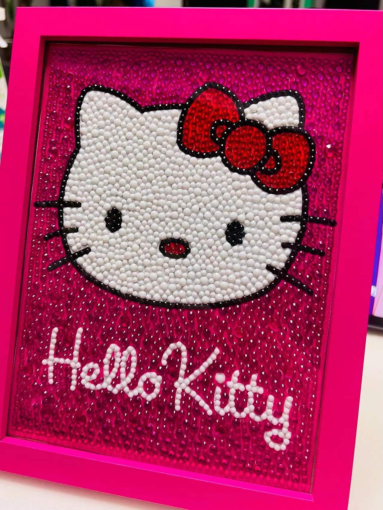 hellokitty钻画手工diy凯蒂猫钻石画满钻粉色kt猫卡通钻石贴画