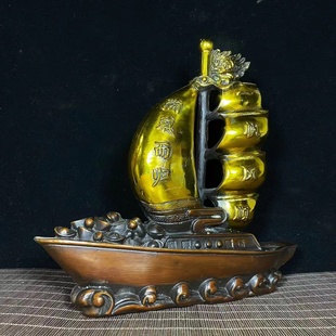 龙船摆件纯铜一帆风顺满载而归帆船家居办公室装饰酒柜桌面摆件