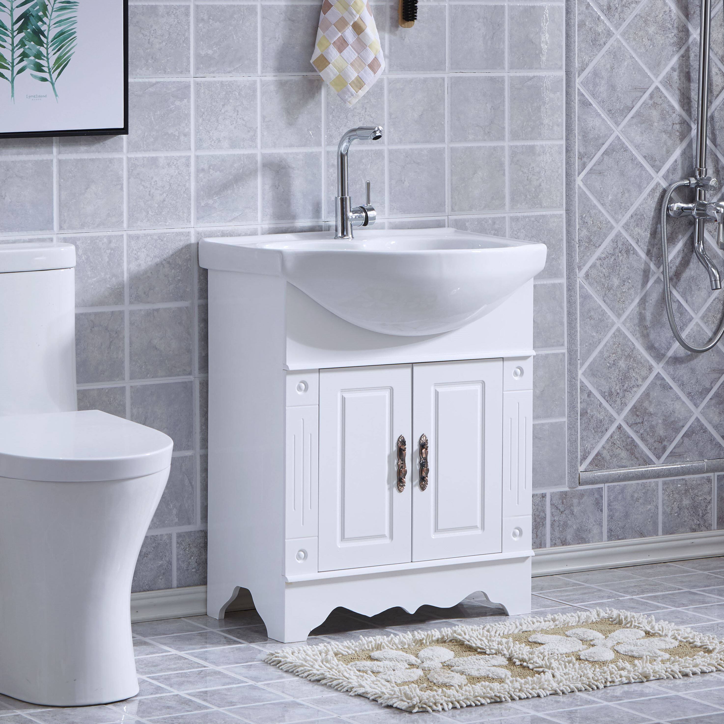 2021卫浴欧式pvc小户型洗室柜组f合简脸浴漱台洗约洗手盆台盆吊柜