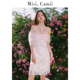 Misi.Camii钻饰蝴蝶结一字肩礼服裙法式浪漫气质复古连衣裙设计师