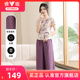 雅鹿妈妈短袖套装女款夏季2025新款洋气宽松新中式圆领薄款上衣女