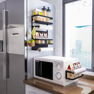 厨房冰箱磁吸置物架侧面收纳盒磁铁壁挂式家用免打孔侧保鲜膜挂架