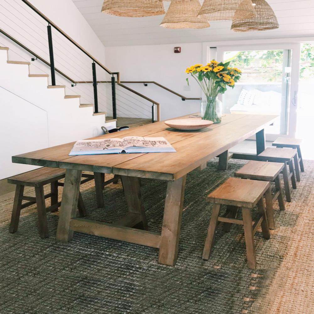 美式全实木餐桌椅组合8人吃饭桌子家用长方形复古长桌大木桌原木