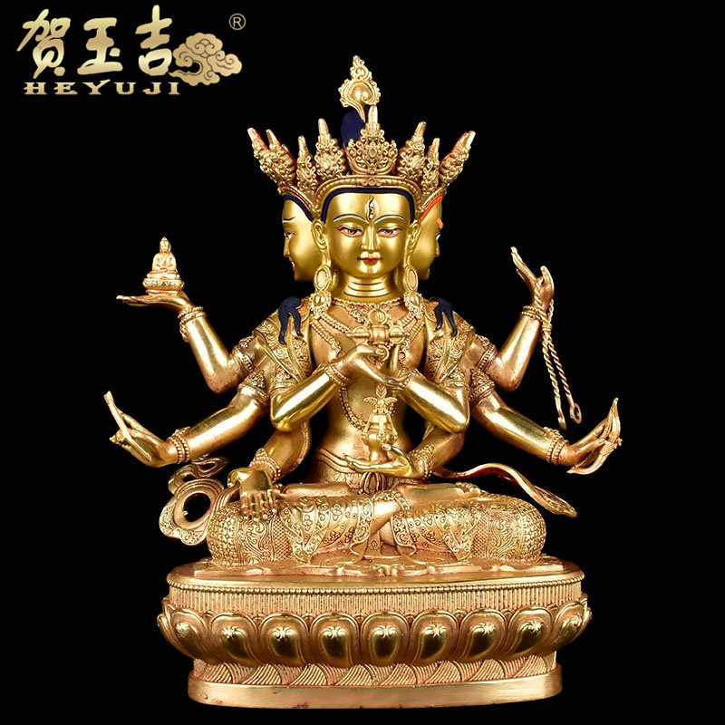 尊胜佛母佛像密宗鎏金纯铜尊圣佛母三头藏传佛教长寿三尊尼泊尔
