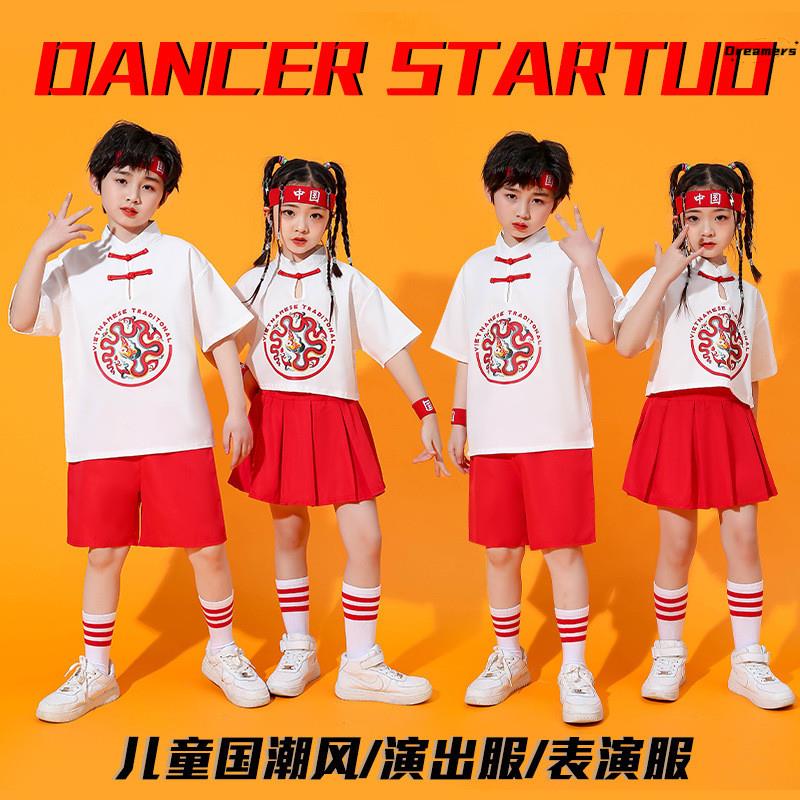 。六一儿童表演服装唐装汉服中国街舞潮服幼儿园小学生啦啦队演出