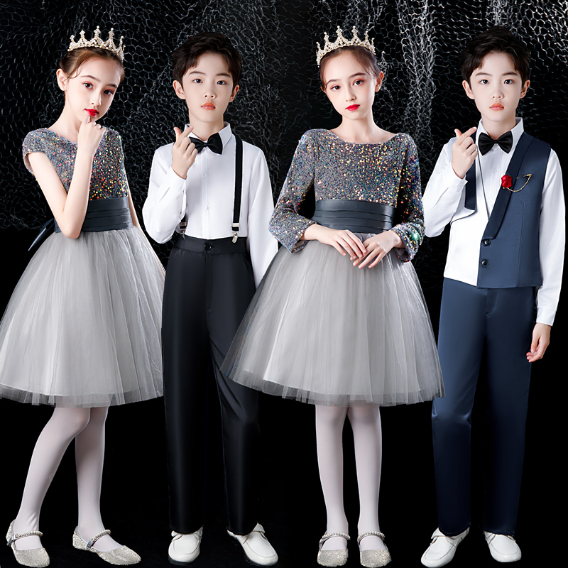六一儿童合唱演出服中小学生大合唱团诗歌朗诵服装表演主持人礼服