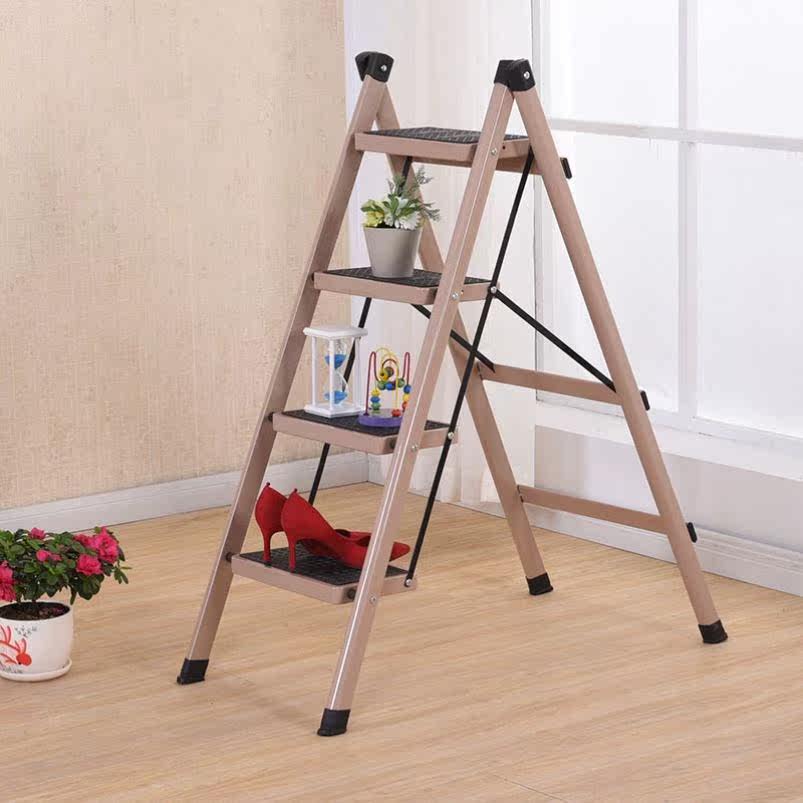 折叠梯子小型家用折叠伸缩家庭多功能轻便迷你人字梯可行走铁直梯