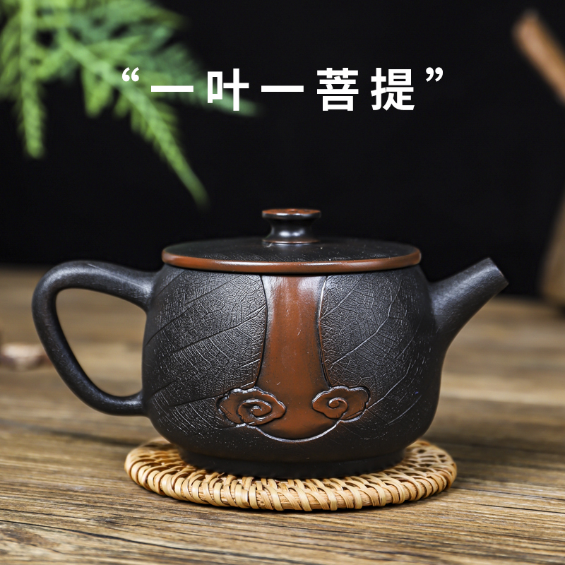 【滇匠紫陶旗舰店】云南建水紫陶茶壶菩提纹茶具单壶非紫砂泡茶