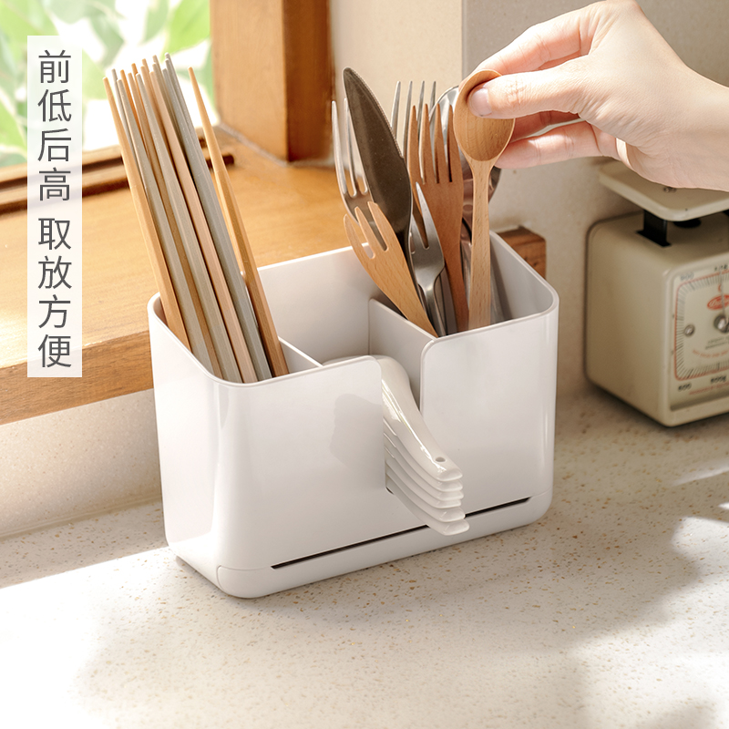新款免打孔筷子筒壁挂式勺子收纳盒收纳架厨房沥水置物架筷笼筷子