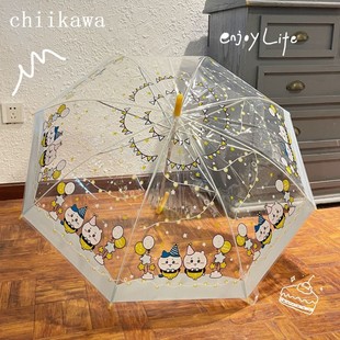 乌萨奇雨伞chiikawa卡通全自动折叠长柄透明伞学生可爱ins加厚