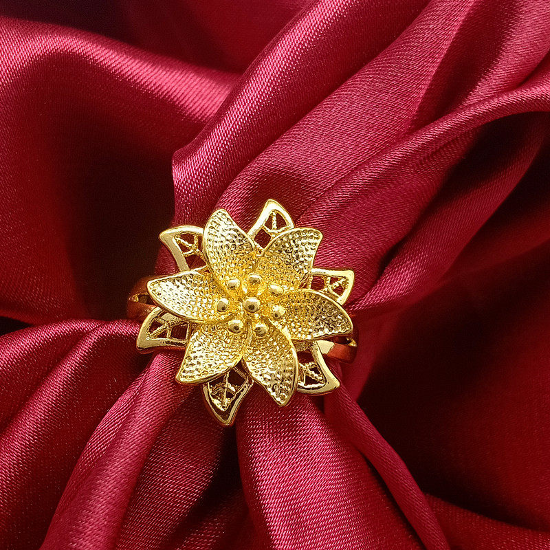 金色饰品花朵女士戒指金色民族风配饰新娘婚庆装饰戒指