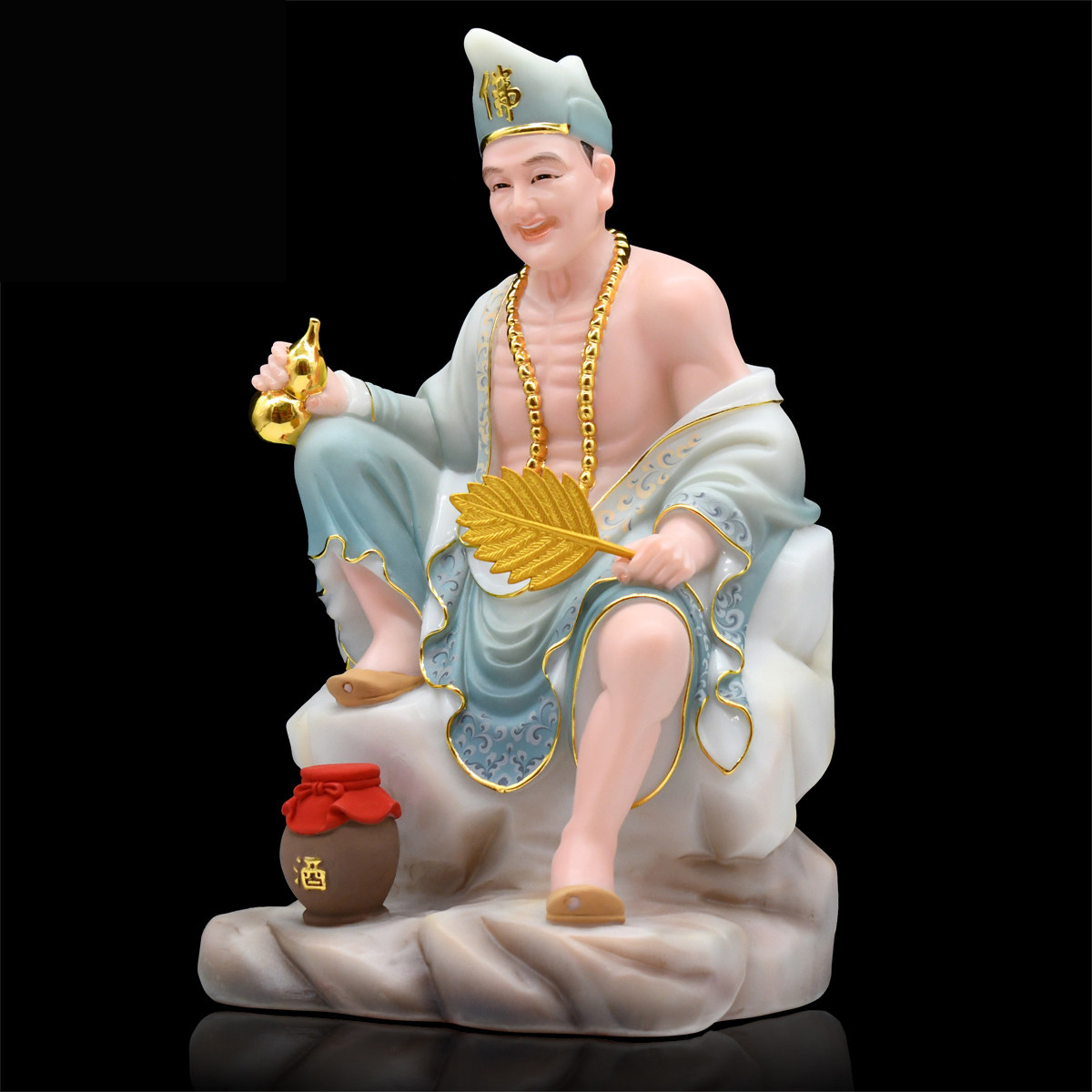 活佛济公神像汉白玉降龙罗汉李修缘菩萨道济和尚12寸16寸19像摆件