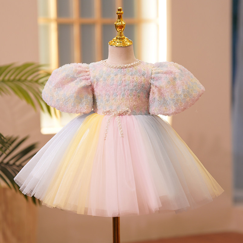 儿童钢琴演奏礼服主持人女童周岁生日公主裙花童婚礼小女孩蓬蓬裙