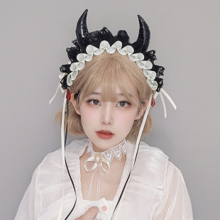 恶魔少女~洛丽塔哥特华丽发带百搭cosplay头饰发饰暗黑系可爱发卡