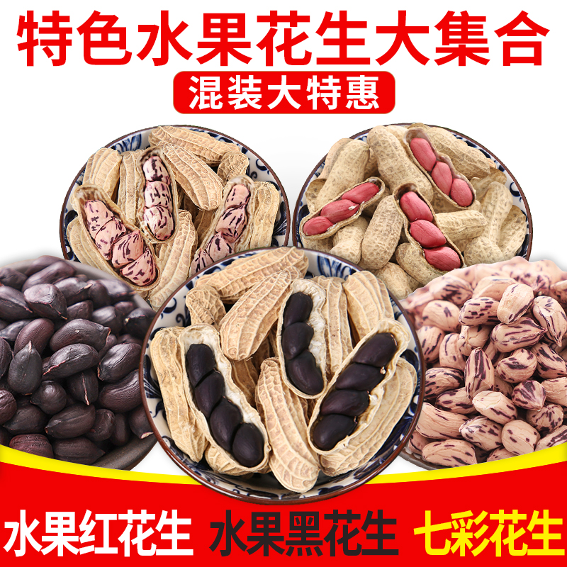 云南水果黑花生带壳熟花生七彩花生红皮甜花生米新货富硒生花生