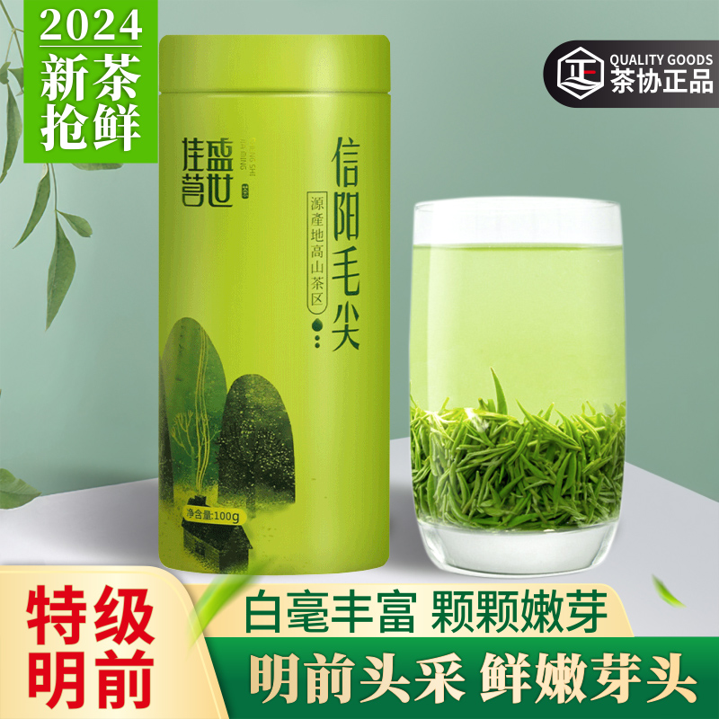 信阳毛尖特级2024新茶珍品明前嫩芽春茶头采全芽手工绿茶散装100g