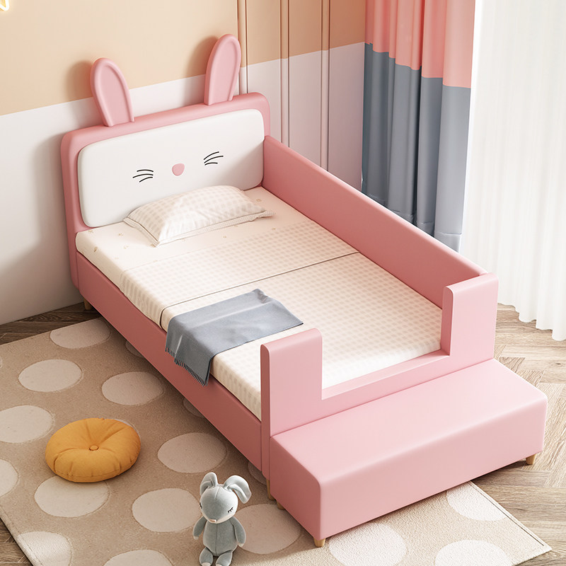 新品小兔子儿童拼接床带护栏婴孩公主床加宽床女儿u软大小床包人