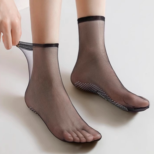 超薄款水晶丝袜子女肉色中筒夏季防勾丝透明防滑无痕隐形透气短袜