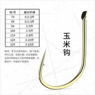 翘嘴专用鱼钩散装钓鱼玉米用钩有倒刺进口金海夕青鱼大物钩鲤鱼钩