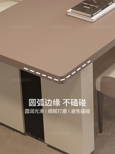 意式极简岛台餐桌一体可伸缩岩板家用大户型高端轻奢中岛台一体桌