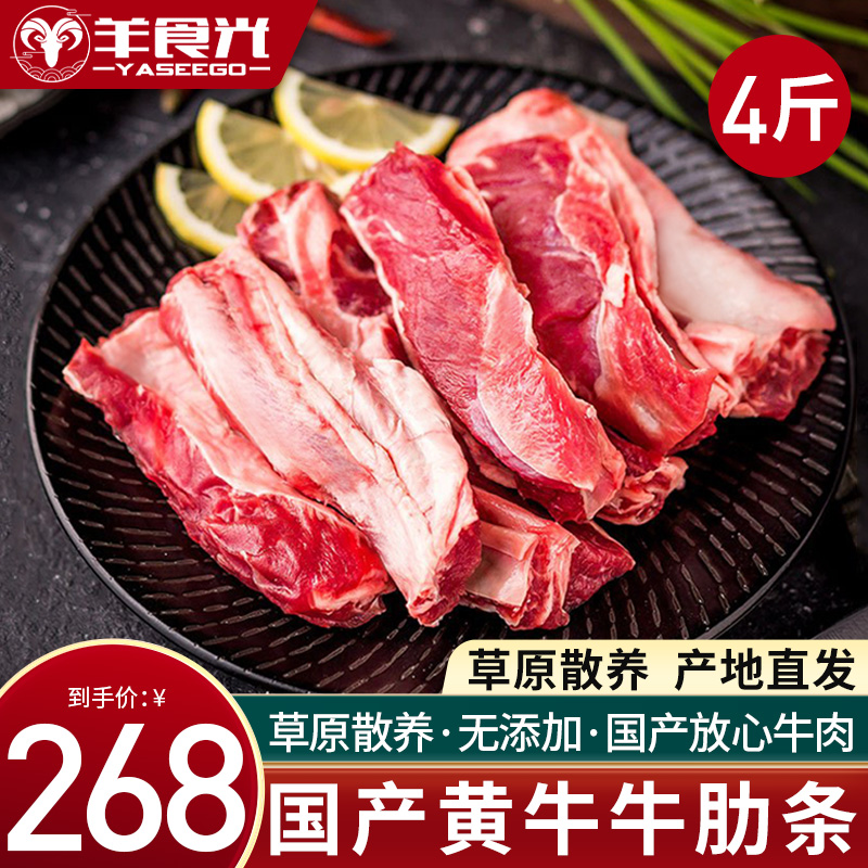 带骨牛肋条肉新鲜5斤牛排肉内蒙古呼伦贝尔牛肉清真黄牛整块肉5斤