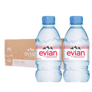 法国evian依云矿泉水330ml/750ml玻璃瓶装整箱高端进口天然饮用水