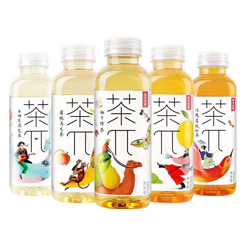 农夫山泉茶兀饮料茶派500ml*15瓶整箱蜜桃乌龙茶柠檬红茶大瓶饮品