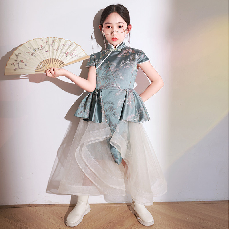 女童旗袍国潮风古典高端儿童礼服模特走秀古筝演出服小女孩中国风
