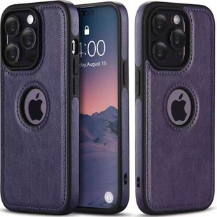商务简约苹果14Pro手机壳紫色iPhone13保护套男女高级感12/13promax防滑高端皮纹11promax个性xsmax漏标外壳
