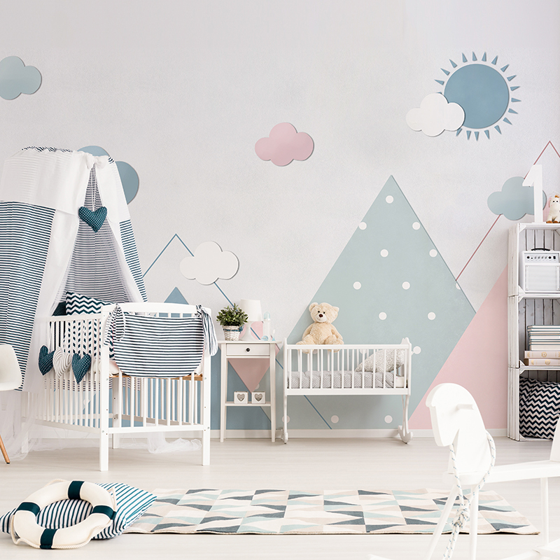 儿童房墙布几何