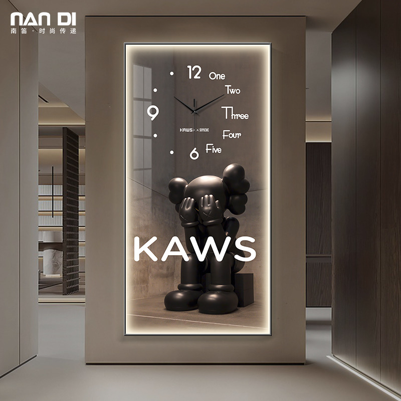 kaws玄关装饰画钟表挂钟客厅过道