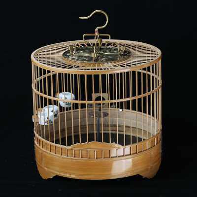 新品百灵云雀竹鸟笼手工竹皮抛光老竹全套手提遛鸟笼百灵手提老竹
