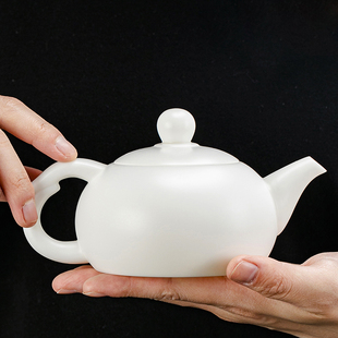 钰铨龙门 白瓷茶壶德化羊脂玉瓷素烧西施壶中国白陶瓷茶具泡茶壶