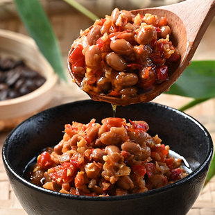 爷老倌湖南特产农家辣椒豆豉酱香辣腊八豆辣椒酱下饭菜220g*2瓶装