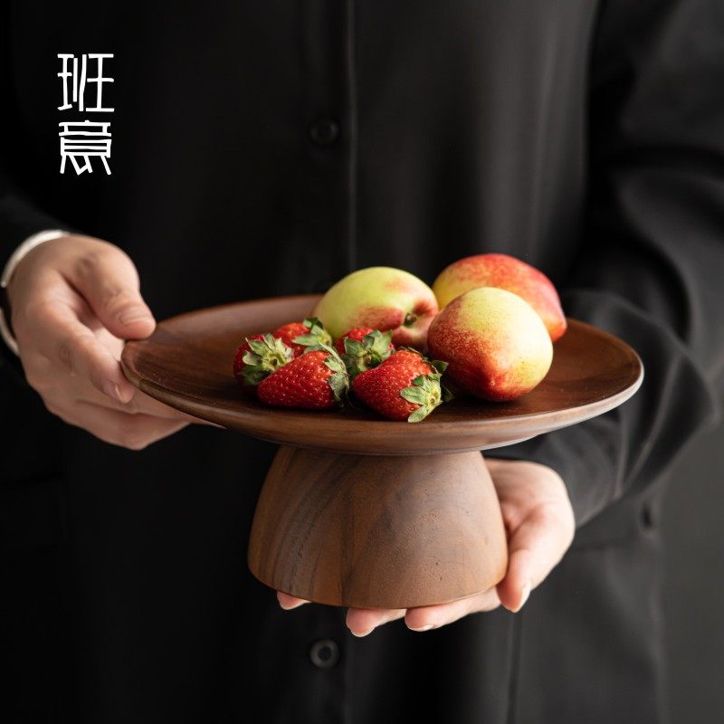 北美黑胡桃木果盘坚果盘客厅茶室创意原木日式茶点零食托盘