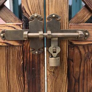 纯铜中式大门仿古插销古铜色门锁门闩扣明装老式木门插销搭扣挂锁