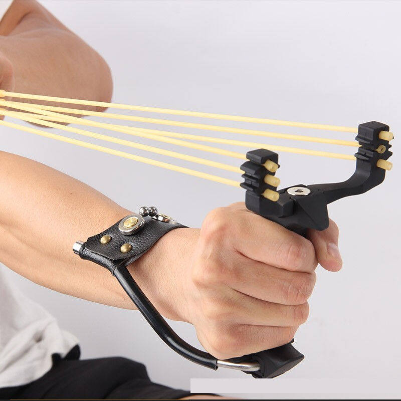 刺客腕托龙魂钢鹰户外精准铝合金竞技弹弓龙纹握把皮筋弹弓.