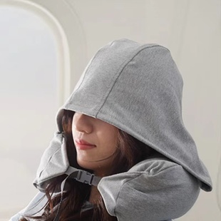 日本ZGP旅行便携u型枕护颈办公室长途飞机午睡神器连帽遮光枕头