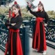 边城浪子古装汉服黑红间色舞蹈装武侠女中国风演出服装年会表演服