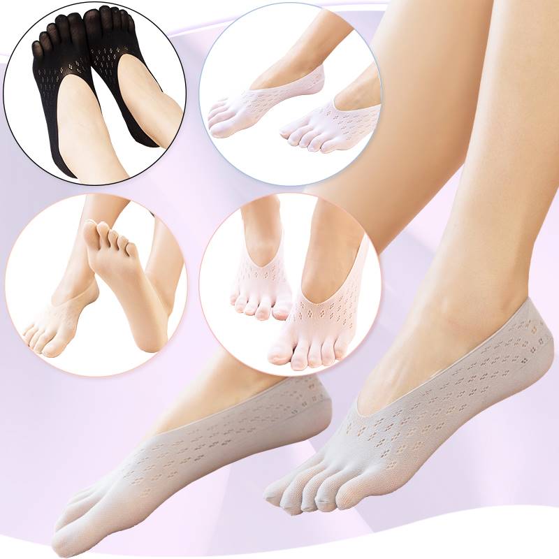 纽比鼠夏季天五指袜女士隐形浅口船袜子丝袜防掉跟分趾脚趾超薄款
