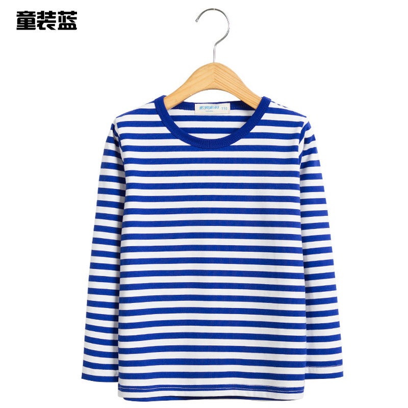 高档海纹衫长袖t恤男女情侣条魂圆领海军条秋冬蓝白衫纹水手奢华