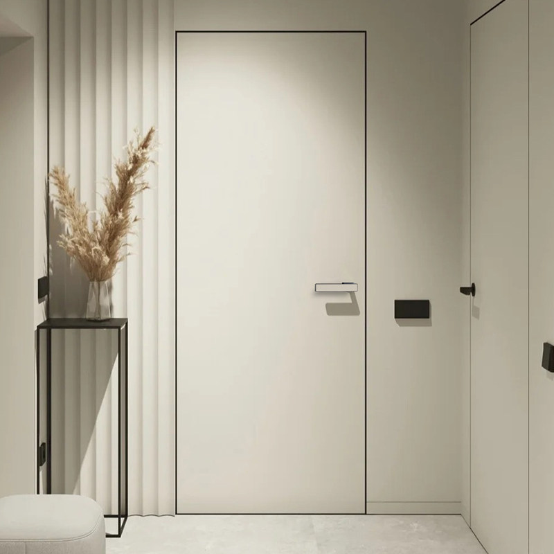 隐形门幽灵门实木室内门定制极窄无框现代暗门背景墙卫生间卧室门