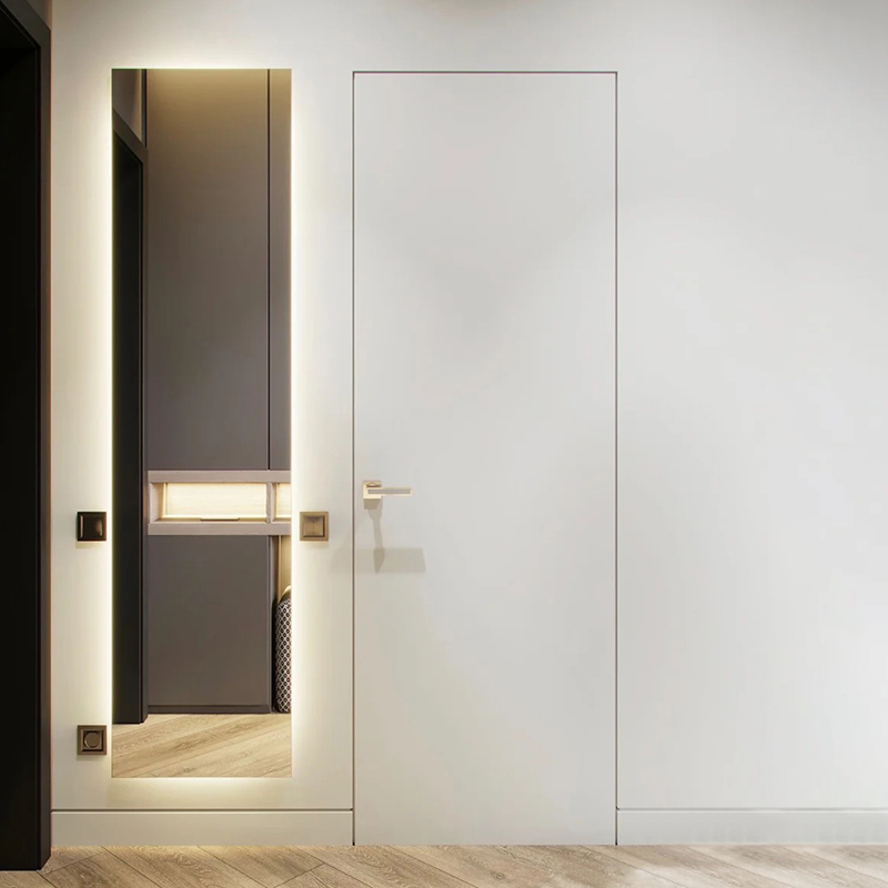 极简实木门窄边无框门现代隐形室内门电视背景墙一体客厅隐形木门