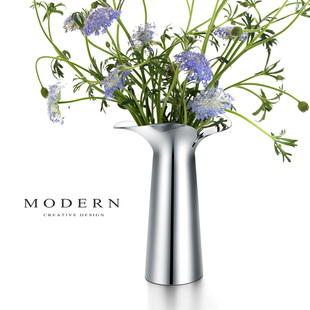 摩登MODERN北欧简约不锈钢花瓶轻奢样板房软装饰客厅摆件插花花器