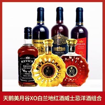 天鹅美月谷750ml xo白兰地洋酒威士忌组合节假日送礼佳选礼盒套装