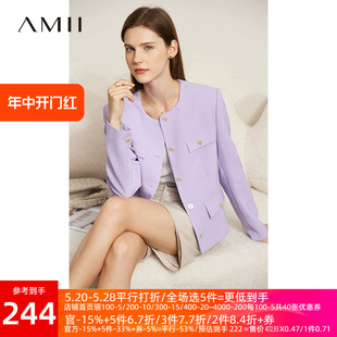 Amii2024夏新款小气质香风外套女高级感超好看仿麻短款小个子上衣