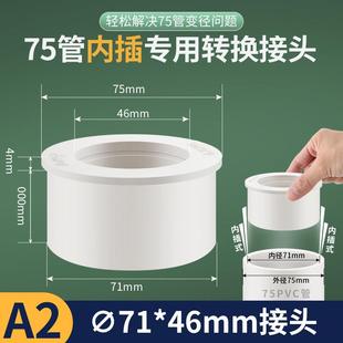 PVC75转50接头内插式补芯变径转接头下水管排水管大变小转换配件