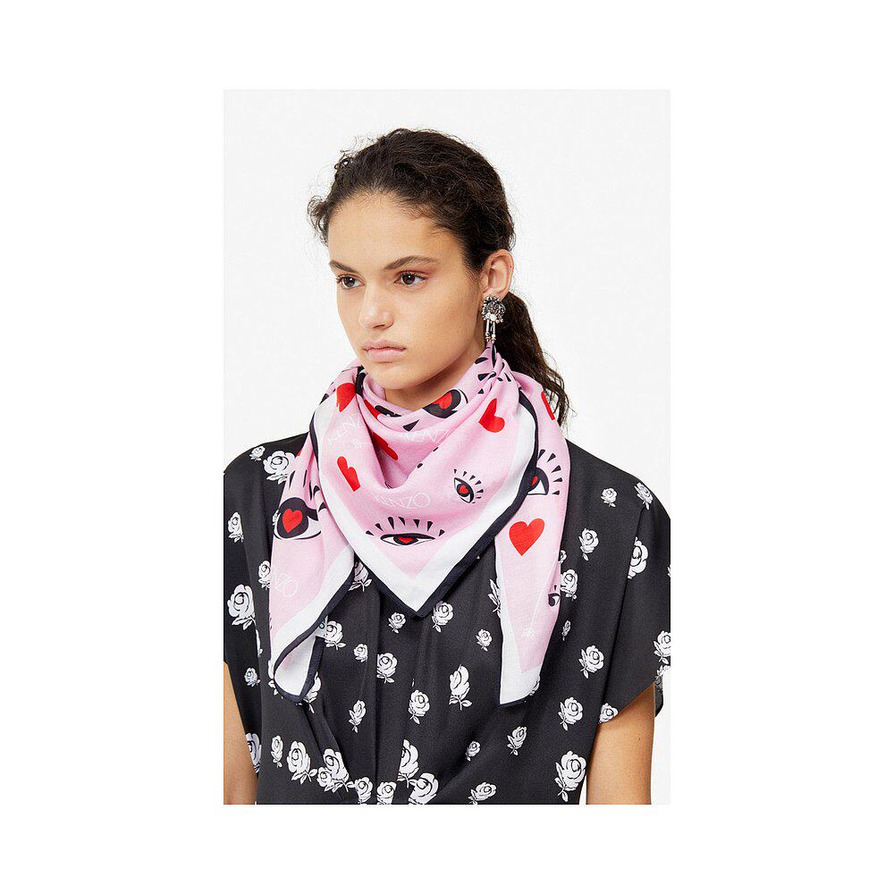香港直邮kenzo 粉色i love kenzo系列围巾 f958ew319per.