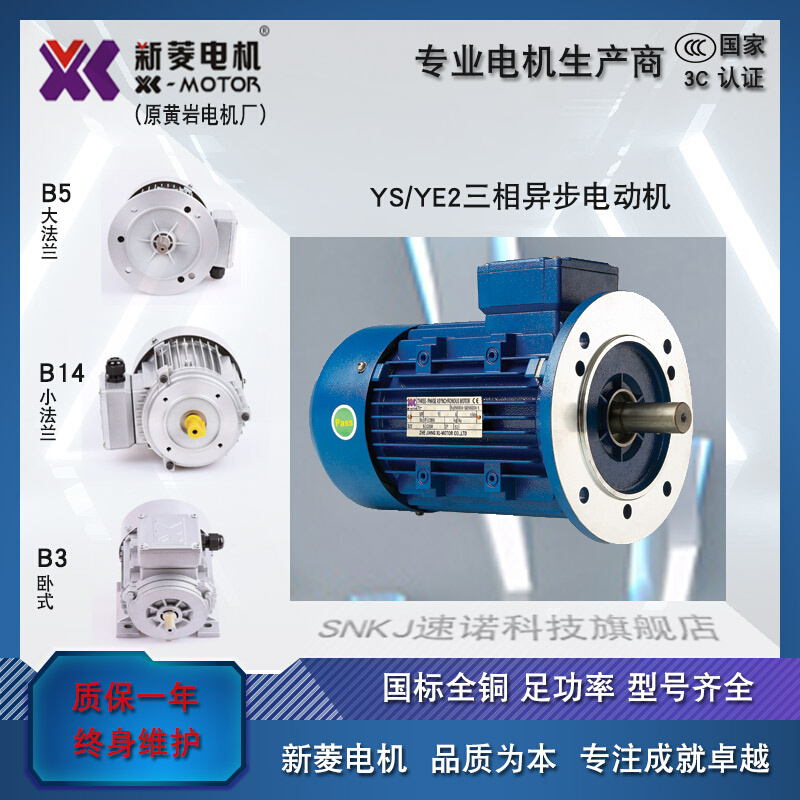 浙江新菱黄岩YE2YSYE3三相异步电动机380V铜芯线交流马达卧式工业