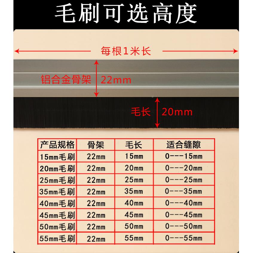 门底密封条门缝门刷铝合金毛刷条条防自粘毛木盗门门防尘条FSFLD